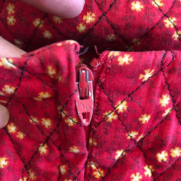 Vintage 1960s Handmade Floral Leaf Quilt Dress - Picture 6 of 7